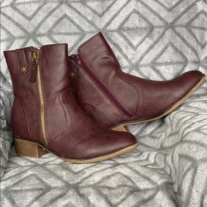 Maroon ankle boots